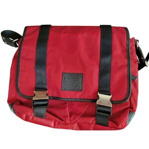 Coach Red Nylon & Leather Messenger Bag